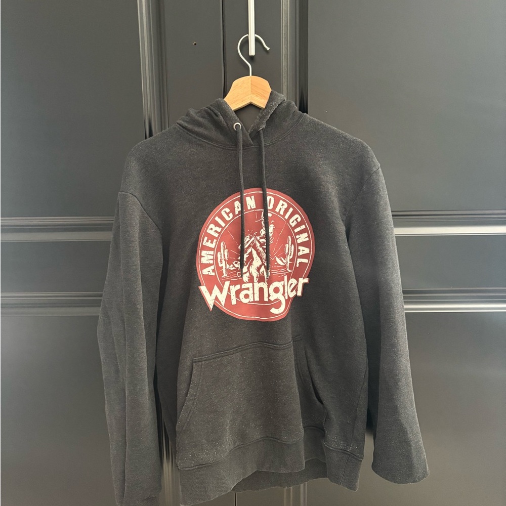 Wrangler Charcoal Hoodie with Red Logo